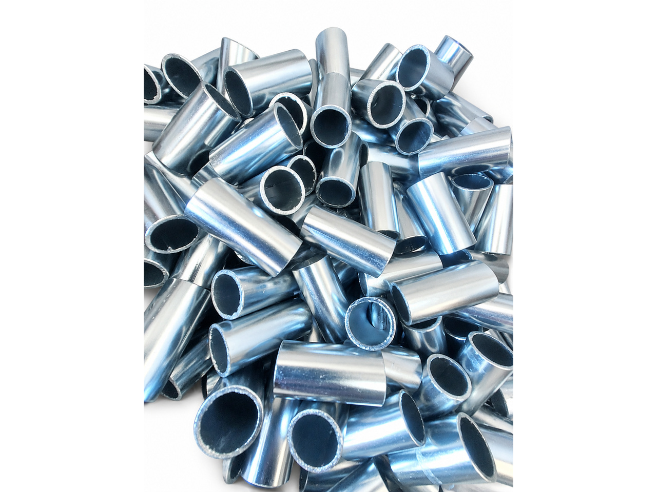Metal tube sleeves with a silver-blue finish