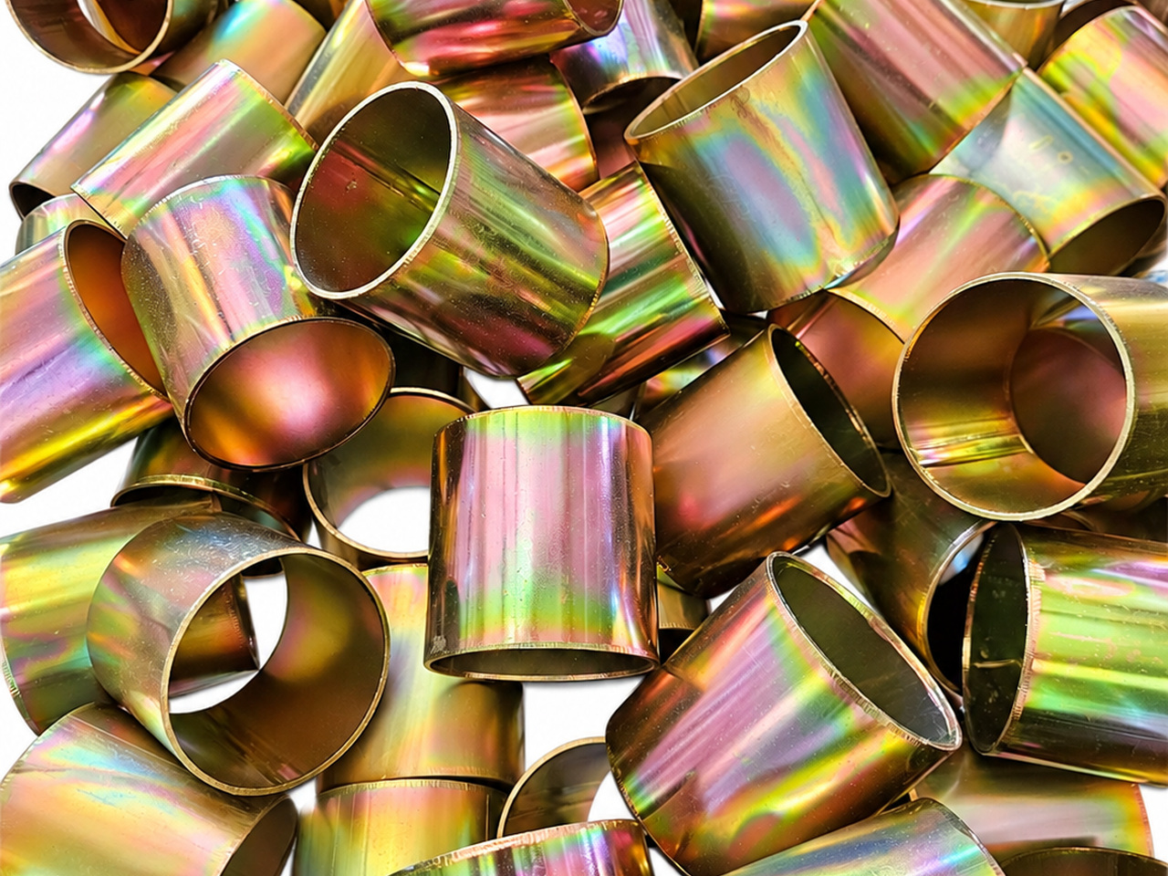 Metal sleeves with a yellow zinc finish