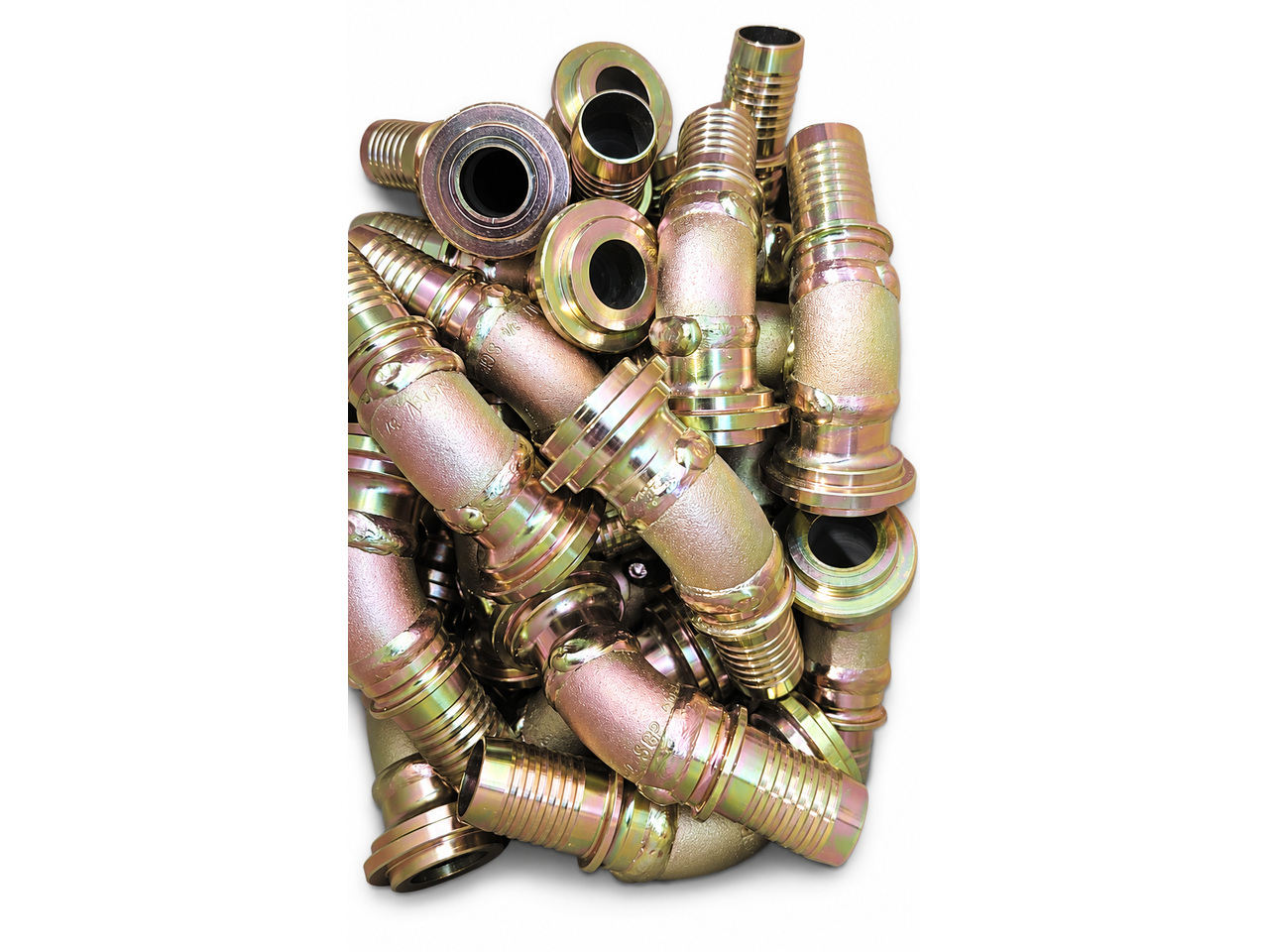 Hose fittings with a yellow-gold finish